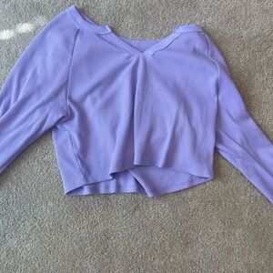Purple Cropped Relaxed Hoodie